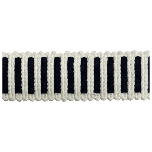 Sangle aspect crochet 30 mm Bicolore Noir et Blanc x1m