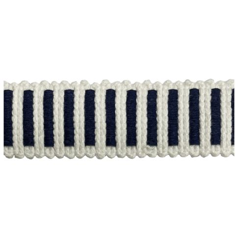 Sangle aspect crochet 30 mm Bicolore Bleu marine et Blanc