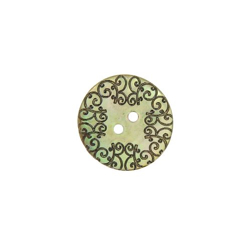Bouton nacré  gravé 18 mm - Vert clair 