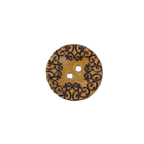 Bouton nacré  gravé 18 mm - Ocre