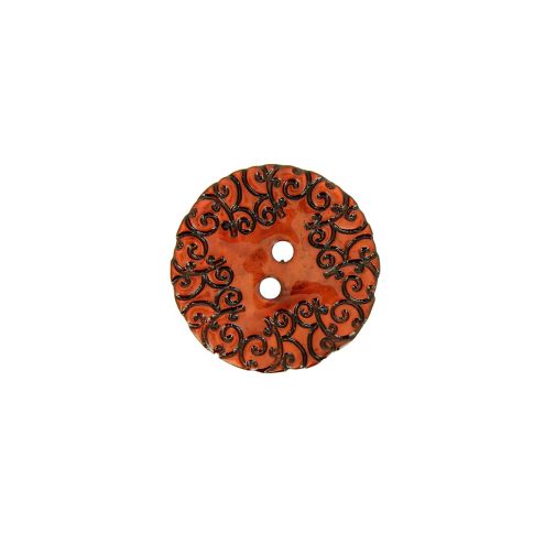 Bouton nacré  gravé 22 mm - Rouge
