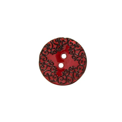 Bouton nacré  gravé 18 mm - Ecarlate