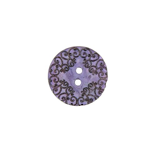 Bouton nacré  gravé 18 mm - Violet clair