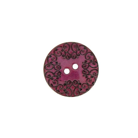 Bouton nacré  gravé 18 mm - Rose