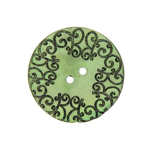Bouton nacré  gravé 27 mm - Vert