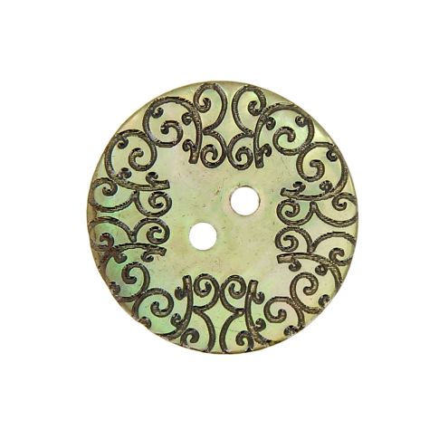 Bouton nacré  gravé 27 mm - Vert clair 