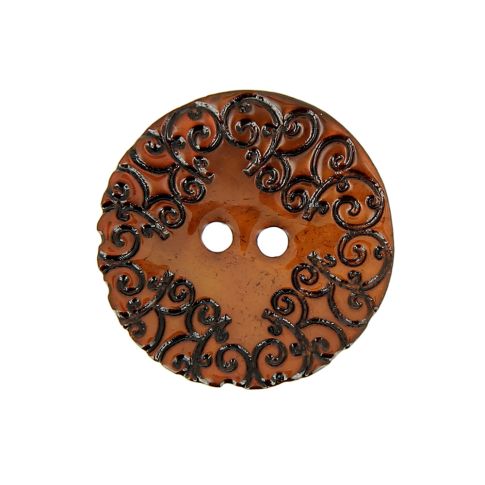 Bouton nacré  gravé 27 mm - Rouille