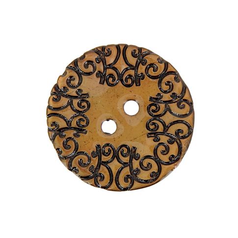 Bouton nacré  gravé 27 mm - Ocre