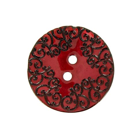 Bouton nacré  gravé 27 mm - Ecarlate