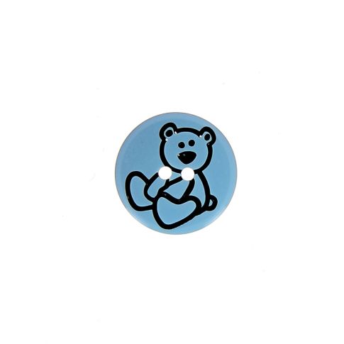 Bouton ourson Teddy 15 mm - Bleu