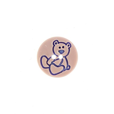 Bouton ourson Teddy 15 mm - Mauve