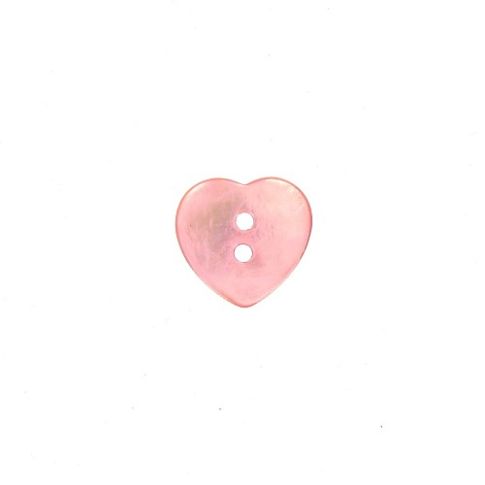 Bouton nacré cœur 14 mm - Rose clair