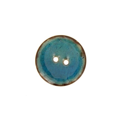 Bouton en bois brillant 20 mm - Bleu