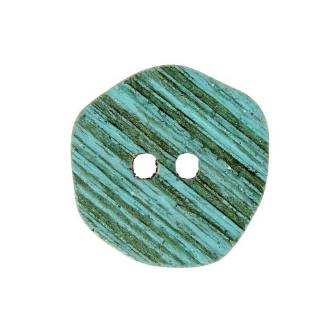 Boutons en bois rayé façon corne 36 mm - Bleu