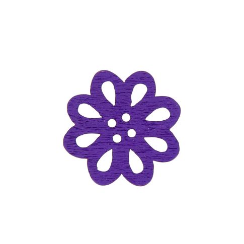 Bouton fleur en bois 20 mm - Violet