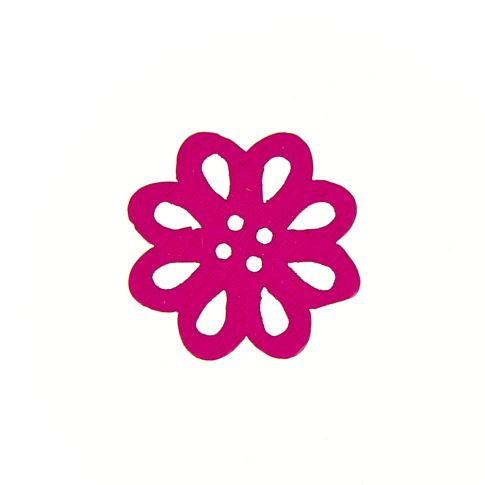 Bouton fleur en bois 20 mm - Rose
