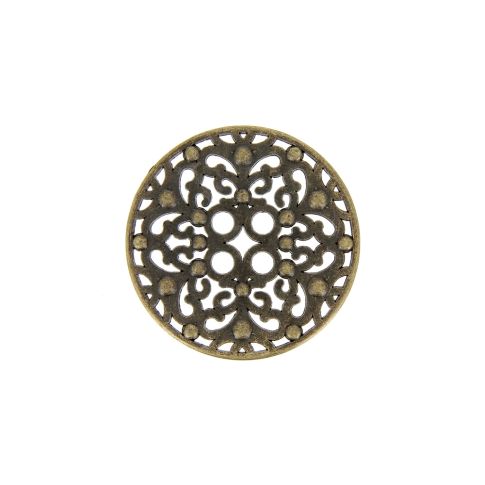 Bouton en métal plat ajouré 30 mm - Bronze