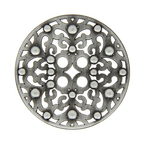 Bouton taille moyenne en métal plat ajouré 50 mm - Noir