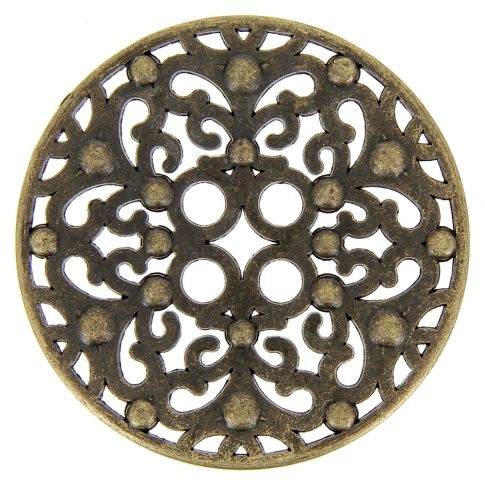 Bouton grande taille en métal plat ajouré 80 mm - Bronze