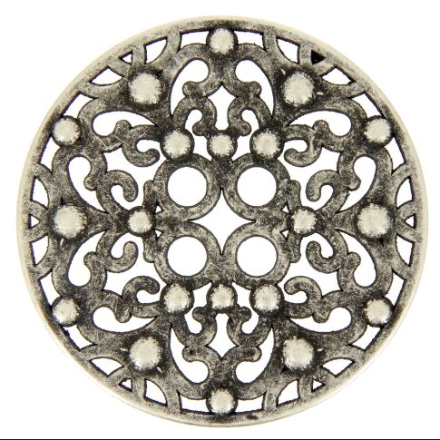 Bouton grande taille en métal plat ajouré 80 mm - Métal