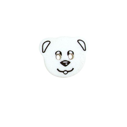 Bouton ourson 15 mm - Blanc