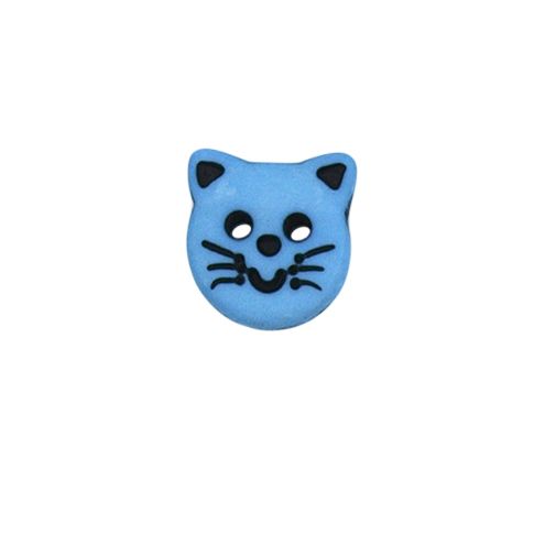 Bouton tête de chat 15 mm - Bleu