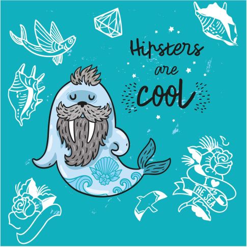 Sticker textile thermo-adhésif  7x7 cm - Hipsters are cool
