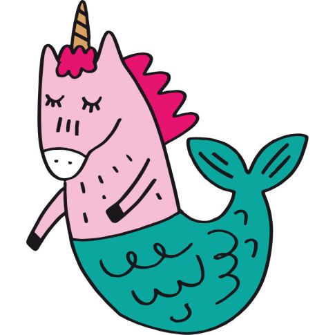 Sticker textile thermo-adhésif  7x7 cm - Licorne sirène 
