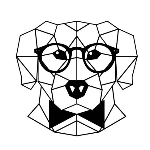 Sticker textile thermo-adhésif  7x7 cm - Dessin chien graphique à lunette 