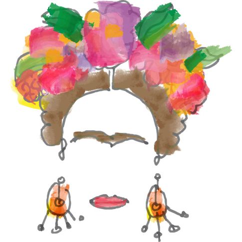 Sticker textile thermo-adhésif  7x7 cm - Dessin Frida Kahlo