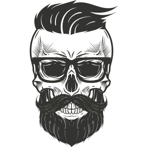 Sticker textile thermo-adhésif  9x15 cm - Tête de mort cool 