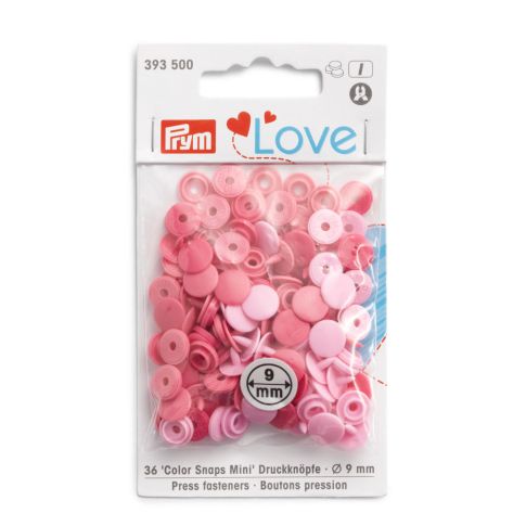 Boutons pression Prym Colors Snaps Mini Love 9mm Rose - Sachet 36