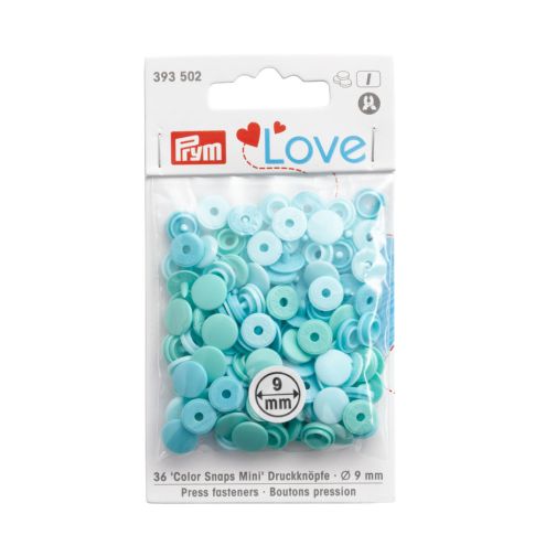 Boutons pression Prym Colors Snaps Mini Love 9mm Menthe - Sachet 36