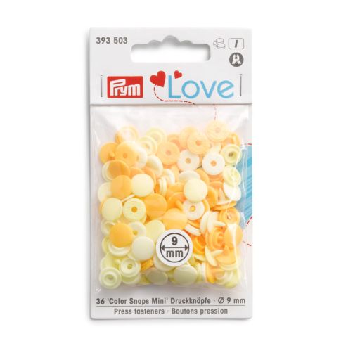 Boutons pression Prym Colors Snaps Mini Love 9mm Jaune - Sachet 36