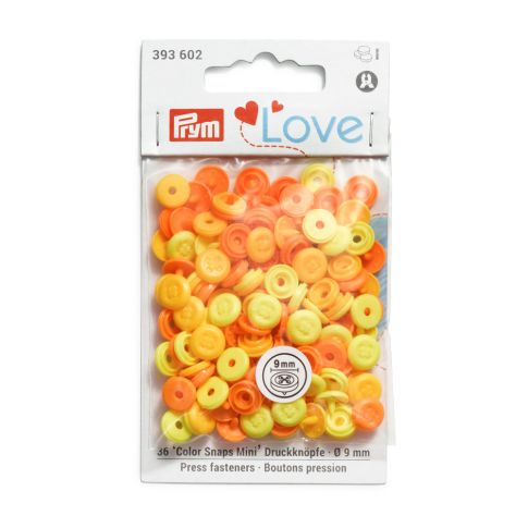 Boutons pression Prym Colors Snaps Mini Love 9mm Optique couture Jaune - Sachet 36