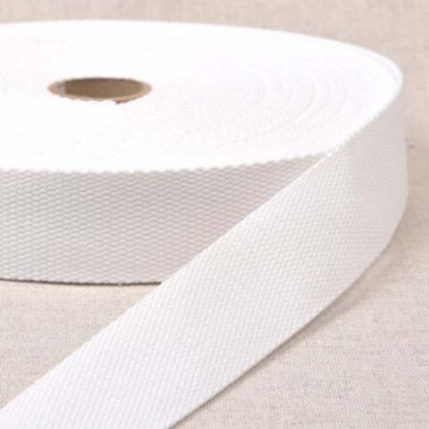 Sangle Polyester aspect Coton 30 mm Blanc