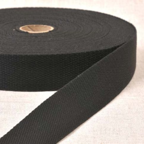 Sangle Polyester aspect Coton 30 mm Noir