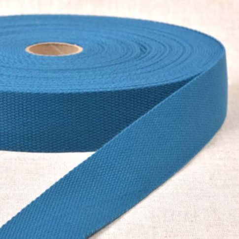 Sangle Polyester aspect Coton 30 mm Bleu canard