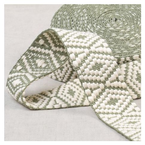 Sangle Ethnique 38 mm -  Gris vert et blanc