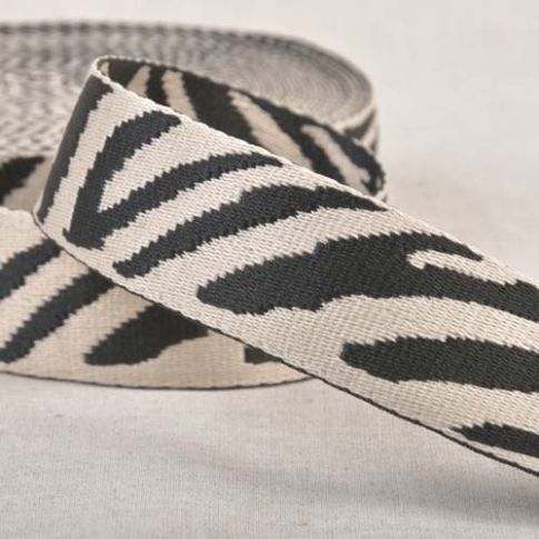 Sangle Polyester aspect Coton 38 mm Zébré Ecru