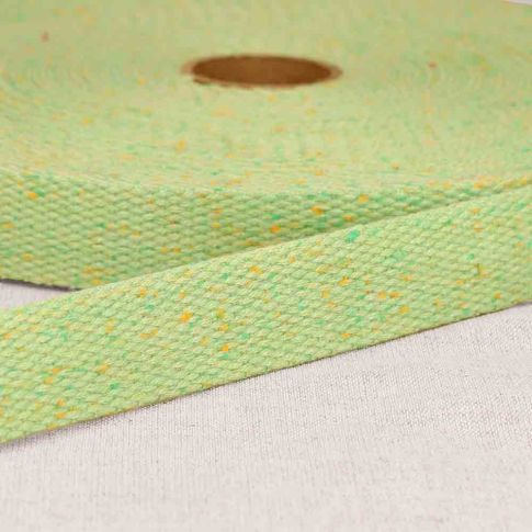 Sangle Polyester aspect Coton 30 mm Vert moucheté ×1m