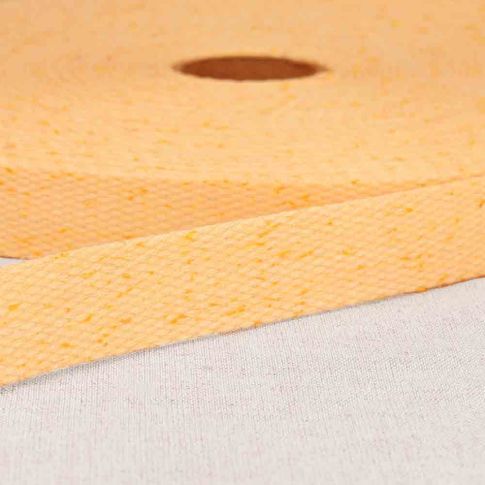 Sangle Polyester aspect Coton 30 mm Jaune paille moucheté ×1m