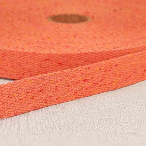 Sangle Polyester aspect Coton 30 mm Saumon moucheté ×1m