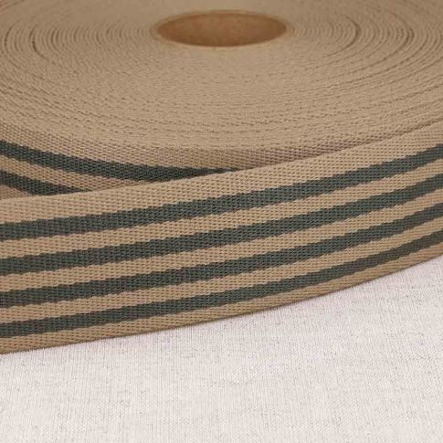 Sangle Polyester 40 mn Bicolore gris clair x 1m