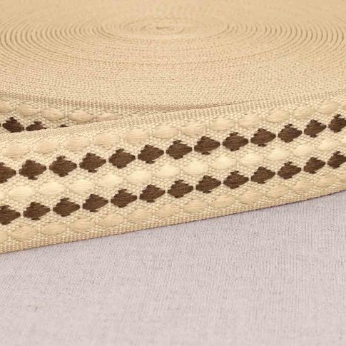 Sangle Polyester 38 mn Losanges Beige x 1m