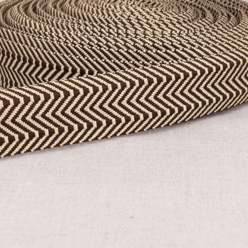 Sangle Double chevrons 38 mm  Marron café x1m