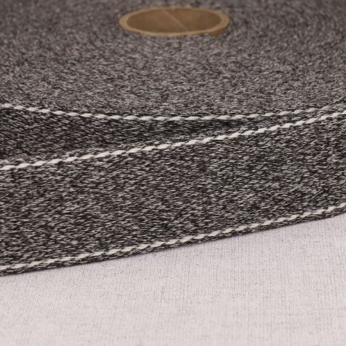 Sangle chinée point sellier 30 mm Gris anthracite x1m