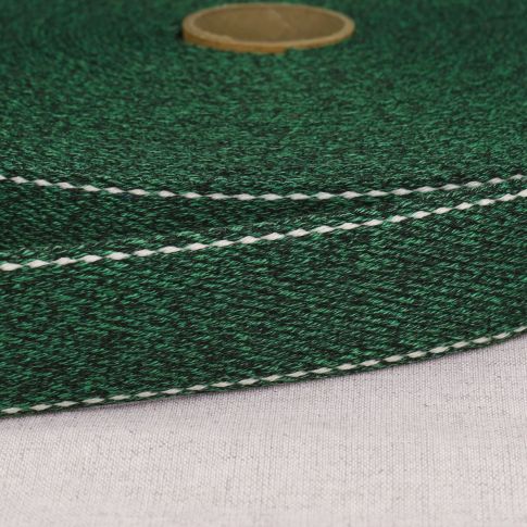 Sangle chinée point sellier 30 mm Vert x1m