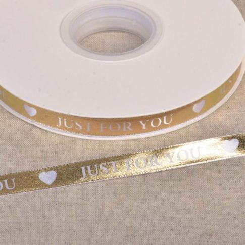 Ruban imprimé Just for You 10 mm Or x1m