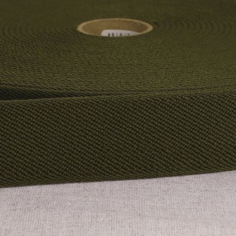 Elastique plat 33 mm Spécial ceinture Vert kaki x1m